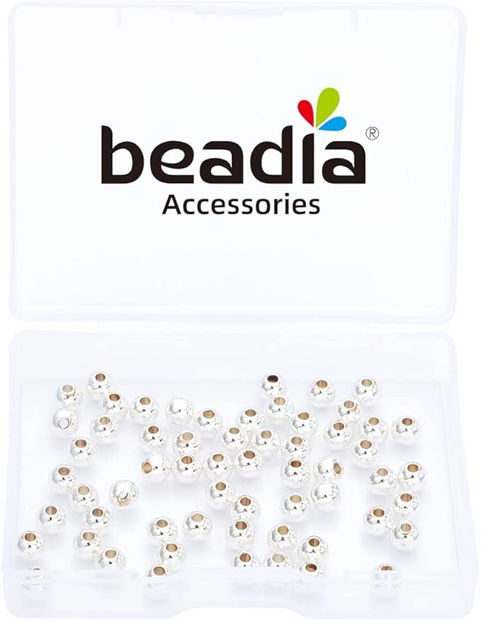 Silver Plated Round Spacer Beads 5mm 60pcs for Jewelry Making Findings Non Tarnish