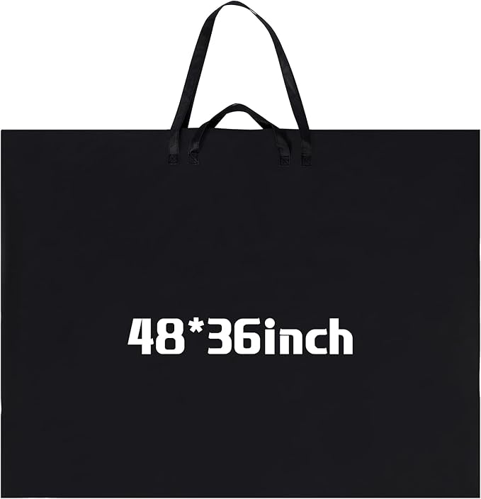 Abbylike 48 x 36 Inch Art Portfolio Bag Large Size Art Supply Bag with Nylon Shoulder Waterproof Poster Board Painting Drawing Sketch Storage Carrying Case for Christmas Artwork Gift(Black,1 Pcs)