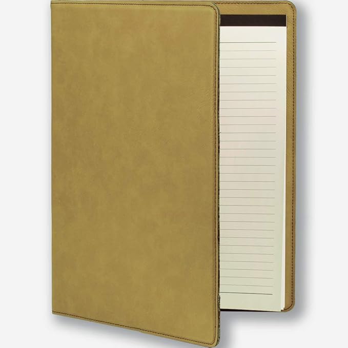 Large 9.5" X 12" Portfolio Notepad, Monarch Butterfly, Personalized Engraving Included (Light Brown)
