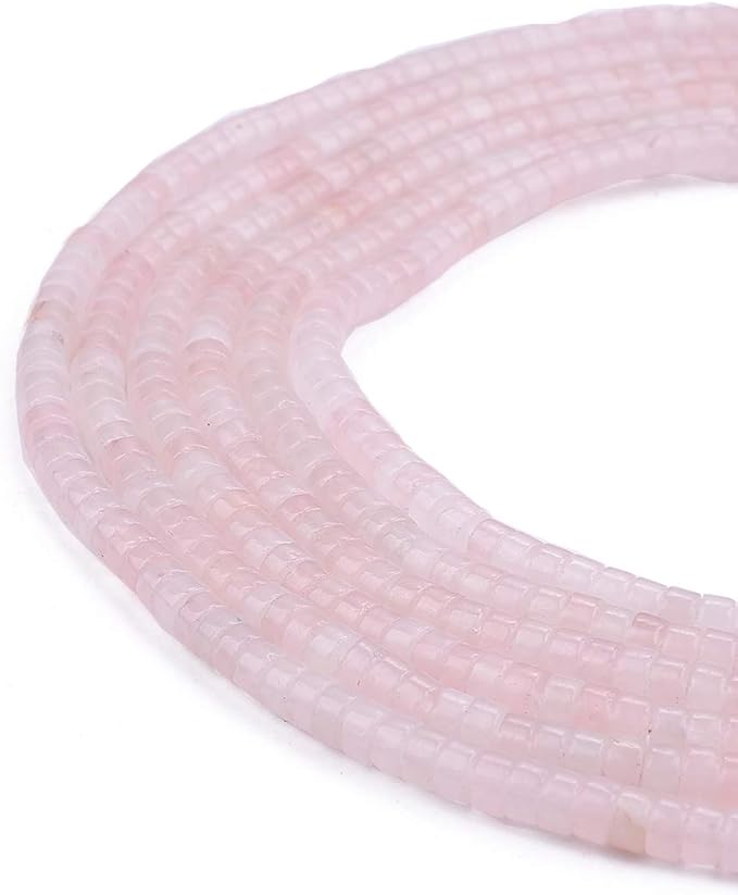 Natural Rose Quarts Crystal Spacer Beads Caps Loose Semi Gemstone for Beading Jewelry Making 4mmx2mm 38cm