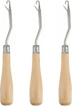 Luwigs 3PCS Wooden Bent Latch Hook Tool Crochet Needle for Micro Braids,Hair Extensions,Rug Making and Art Crafts