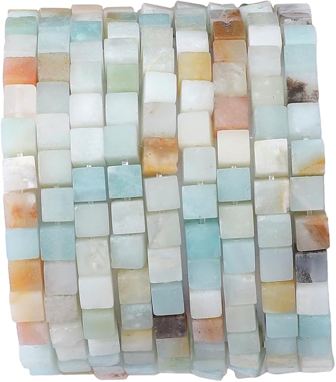 Natural Amazonite Square Stone Beads 4x4mm 85pcs Cube Loose Semi Gemstone Beads for Jewelry Making Design