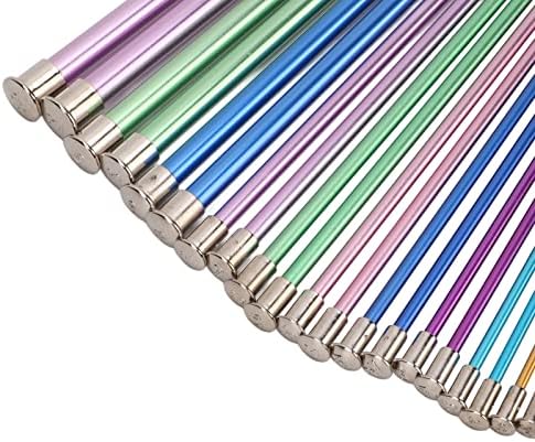 10 Pairs Knitting Needles Set Single Pointed Straight Sweater Knitting Needles Aluminum Knitting Needles in Various Sizes