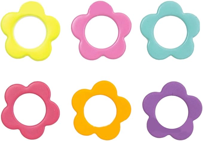 Wonafa 50Pcs Flower Metal Stitch Markers,Metal Colorful Crochet Stitch Markers,with Storage Box for Crocheting Clothing Tag DIY Craft Project (Flower-50Pcs)