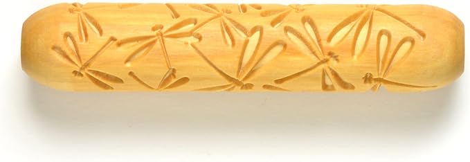 MKM Pottery Tools Wood Big Hand Rollers for Clay (BHR-23 Dragonflies)