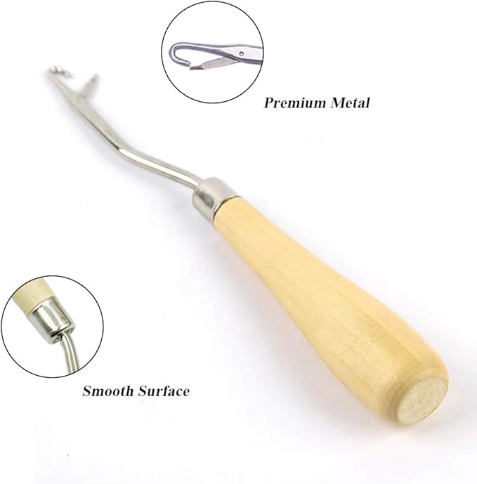 ForSewian 5 Pieces Bent Latch Hook Crochet, Wooden & Plastic Needle Hooks for Carpet Making, Wig Designing and Other Craft