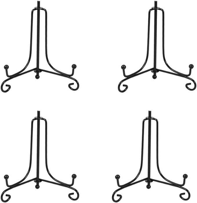 (4 pack)Iron Display Stand, Black Iron Easel Plate Display Photo Holder Stand, Displays Picture Frames, Cookbooks, Decorative Plates, Tablets and Art 5 Inch