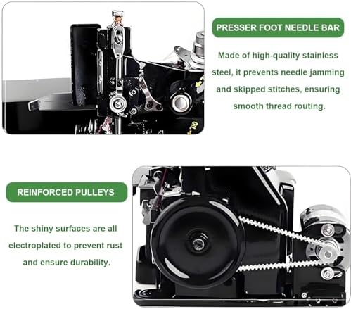 Heavy Duty Serger Sewing Machine - Metal Overlock for Leather, Handheld Coverstitch, Perfect Overlocker for Thick Fabrics - Durable Blue Design