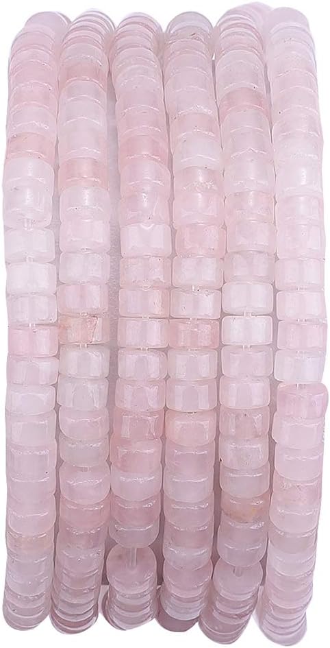 Natural Rose Quarts Crystal Spacer Beads Caps Loose Semi Gemstone for Beading Jewelry Making 4mmx2mm 38cm