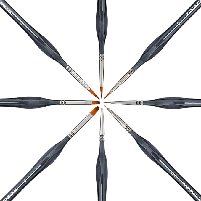 Transon Fine Detail Art Paint Brush Set 8pcs with Triangular Handle for Miniatures Model Craft Face Painting Suitable for Acrylic Gouache Watercolor Oil