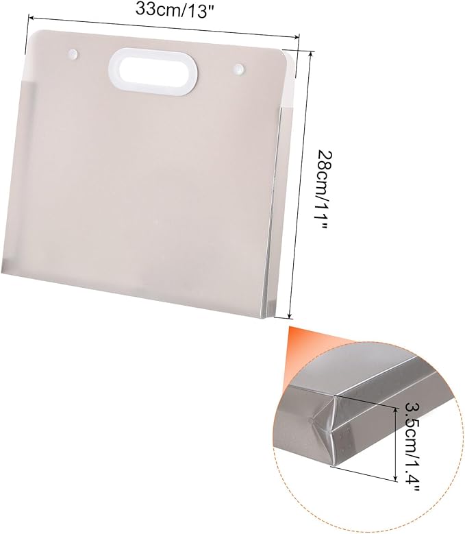 PATIKIL 13 x 11 Inch Plastic Art Portfolio, Large Art Storage Bag with Handles, Waterproof Folder Container for Artwork Drawing Sketch Poster Photography Diamond Painted, Clear Gray