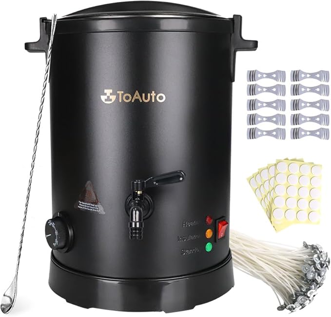 TOAUTO 16Lbs Large Wax Melter for Candle Making, Electric Wax Melting Container Holds 16Lbs Melted Wax with Heating Core Spout & Bottom Design for Commercial Candle Business