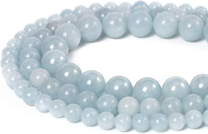 45pcs 8mm Natural Stone Beads Aquamarine Beads Crystal Gemstone for Jewelry Making, DIY Bracelet Necklace