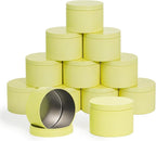 Aroparc Candle Tins with Lids, 3 Wicks Candle Containers 12 Pack 14oz/420ml Seamless Bulk Candle Containers for Candle Making Supplies Wholesale Empty Candle Jars - Lemon