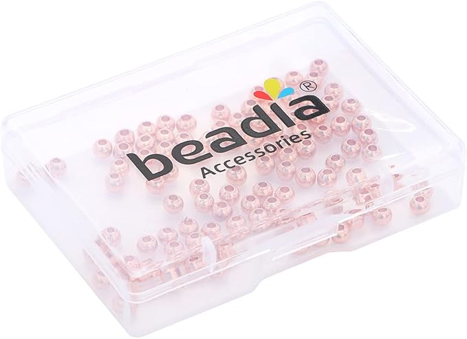 Rose Gold Plated Round Spacer Beads 4mm 100pcs for Jewelry Making Findings Non Tarnish