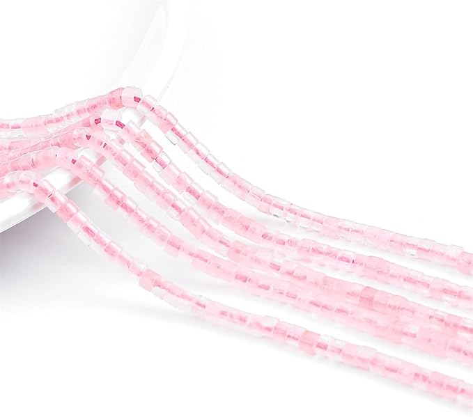 Natural Rose Quartz Spacer Beads Caps Flat Round Loose Beads for Beading Jewelry Making 3mmx2mm 38cm