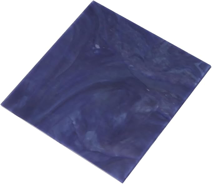 MECCANIXITY Stained Glass Sheet Mosaic Tile 3.9 Inch x 3.9 Inch Deep Blue Stained Glass Sheets for Crafts DIY, Art Project