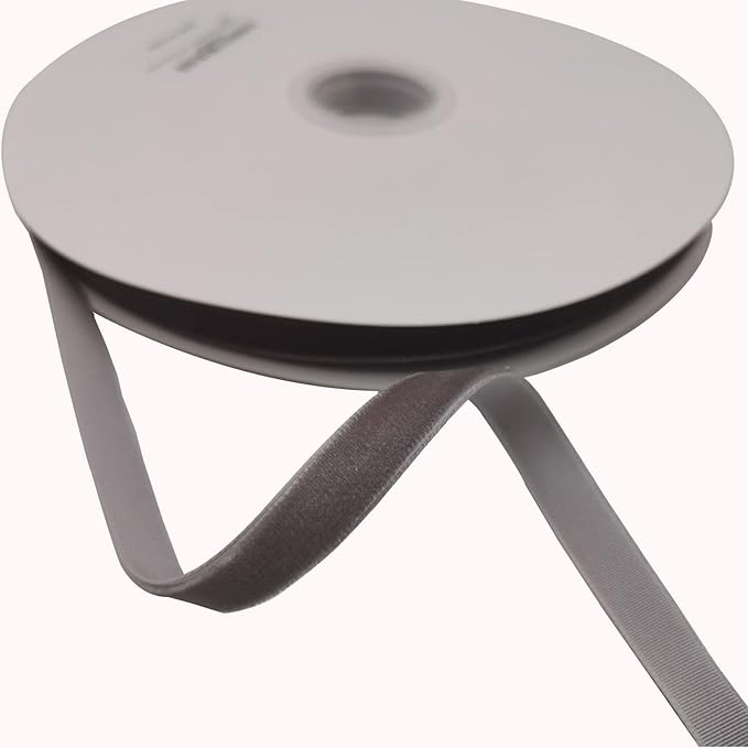 Nylon Velvet Ribbon Single Faced,3/8 Inch X 25Yards Spool (Grey)