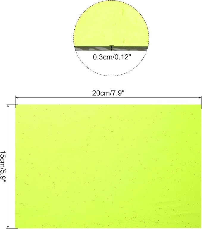 MECCANIXITY Stained Glass Sheet Mosaic Tile 7.9 Inch x 5.9 Inch Fluorescent Green Stained Glass Sheets for Crafts DIY, Art Project