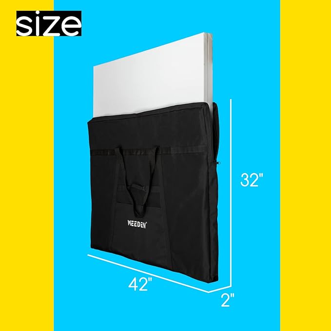 MEEDEN Soft Art Portfolio Bag: 32 x 42 Inch Black Art Canvas Portfolio Case - Waterproof 600D Oxford Carrying Storage Case for Artwork, Poster, Sketching, and Drawing