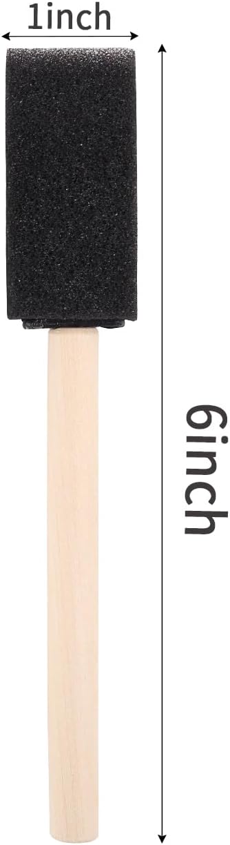 1" Foam Paint Brushes - 100 Pack, 1-Inch Painting Sponges - Premium Foam Brushes - Lightweight & Durable - Sponge Brush Ideal for Painting, Crafting, Acrylics, Stains, Varnishes (Black)
