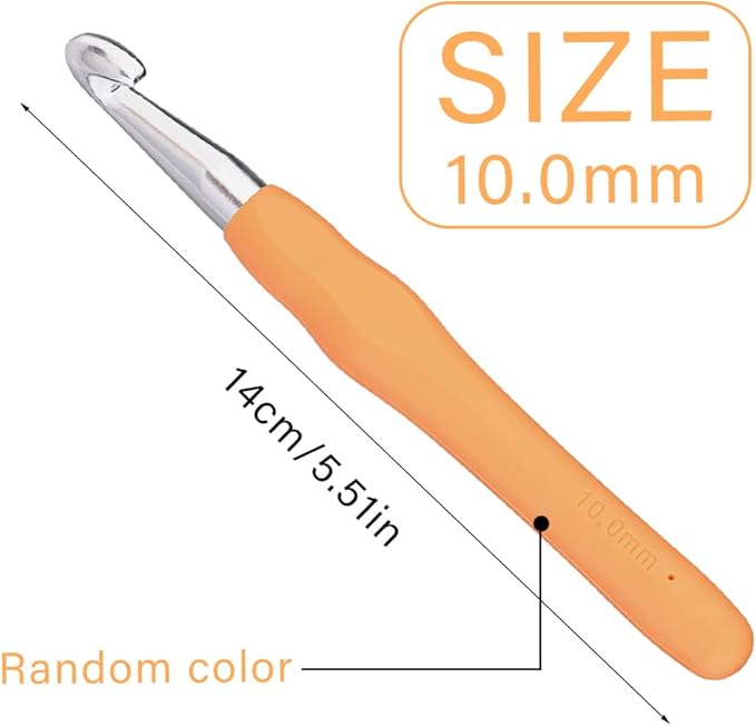 10 mm Crochet Hook, Ergonomic Handle for Arthritic Hands, Extra Long  Knitting Needles for Beginners and Crocheting Yarn (10 mm)