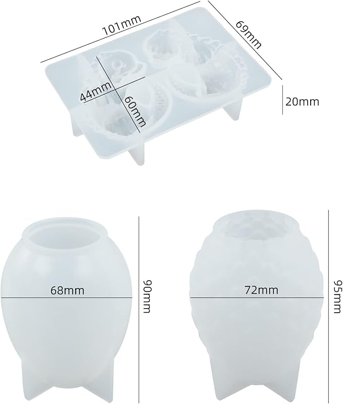 3 Pack Dragon Egg Mold Dragon Candle - Resin Casting Silicone Molds for Home Decor & Candle Making Wave Spiral Mold