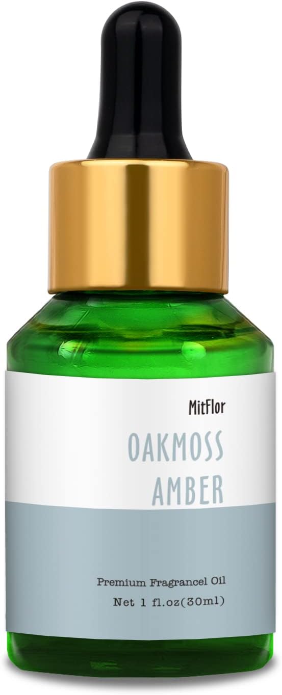 Oakmoss Amber Fragrance Oil, MitFlor Single Scented Oil, Large Size Premium Grade Fragrance Oil for Diffuser, Soap & Candle Making Scent, Aromatherapy Oil, Natural Woody Scent for Home Fragrance, 30ml