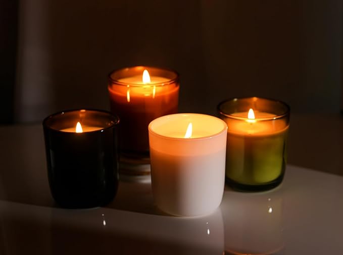 Aroparc Candle Jars for Candle Making 10oz U Base Tumbler Jars for DIY, Bulk Vessel - 12 Containers +12 Metal Lids - White