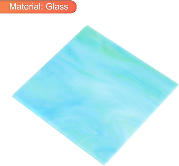 MECCANIXITY Stained Glass Sheet Mosaic Tile 3.9 Inch x 3.9 Inch Blue Color Stained Glass Sheets for Crafts DIY, Art Project