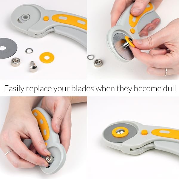 WA Portman Self Healing Cutting Mat & Rotary Cutter Set – 45mm Rotary Cutter for Fabric with 5 Extra Blades with 18x24 Fabric Cutting Mats for Crafts & 6x24 Acrylic Quilting Rulers – 3pc Sewing Kit