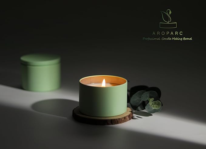 Candle Tins with Lids, 3 Wicks Candle Jars 14oz/420ml Candle Containers 12 Pack Seamless Bulk Candle Containers for Candle Making Supplies Wholesale Empty Candle Jars - Mint