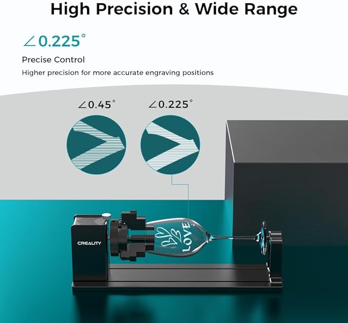 Official Creality Rotary Kit Pro, Laser Rotary Roller 4 in 1 Multi-Function Engraving Accessories for Laser Engraver, Jaw Chuck Rotary for Engraving Cylindrical Objects, Wine glass, Baseball Bat, Ring