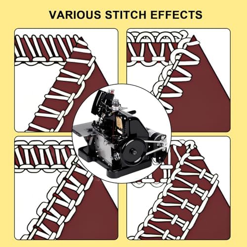 Industrial Overlock Machine & Sergers - Heavy Duty Fabric, Adjustable Speed, Foot Switch, Symmetrical Drilling, Includes Accessories, Perforated Bead Size: Φ3-Φ4mm, Blue