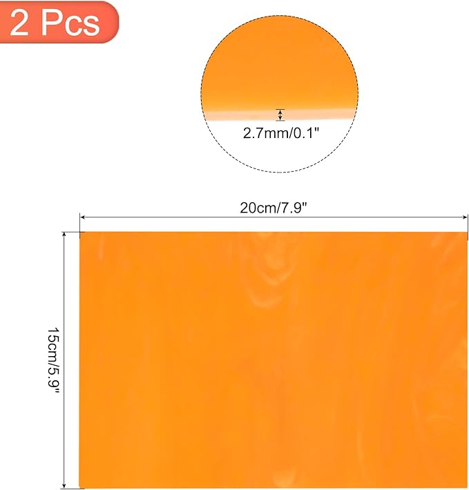 MECCANIXITY 2 Pcs Stained Glass Sheet Mosaic Tile 7.9 Inch x 5.9 Inch Orange Red Stained Glass Sheets for Crafts DIY Art Project