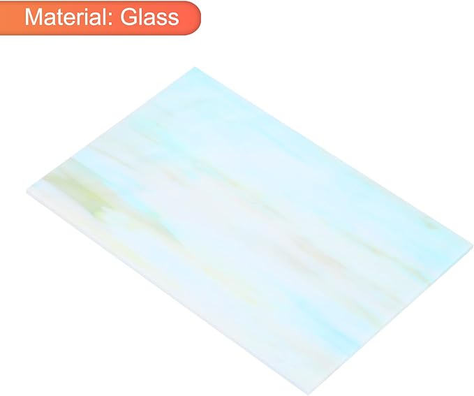 MECCANIXITY Stained Glass Sheet Mosaic Tile 5.9 Inch x 3.9 Inch Blue Green Stained Glass Sheets for Crafts DIY, Art Project