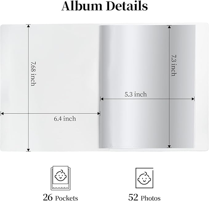 Vienrose Small Photo Album 3-Pack 5 x 7 Photo Book Album, Each Picture Book Holds 52 Photos Mini Photo Book with Customizable Cover, Postcard Album, Baby Photo Albums (Transparent)