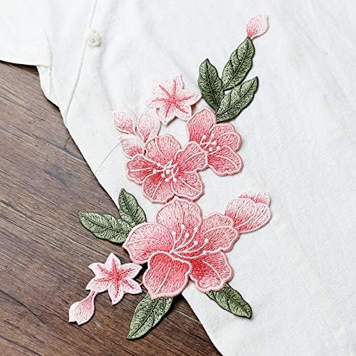 Sew on Lily Floral Patches, Embroidered Flower Appliques for DIY Clothing, Jackets, Jeans, Backpacks, Hats, Arts Craft Sew Making (Pink Lily)
