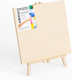 Wooden Canvas Panels with Easel Set – Complete Art Supplies for Artists, Includes 16x9 Easel, 12x12 Wooden Canvas Panels for DIY Crafts-Spring Family Fun
