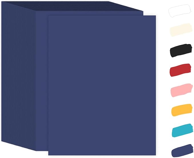 100 Sheets 65lb Blue Cardstock 8.5 x 11 Pastel Paper, Goefun Navy Blue Card Stock Printer Paper for Wedding Invitations, DIY Cards, Menus, Crafts