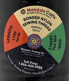 Mandala Crafts Bonded Nylon Thread Black Heavy Duty Sewing Threads - 1100 YDs Size 92 280D T90 Tex 90 Thread for Leather Jeans Weaving Outdoor Marine Upholstery Threads