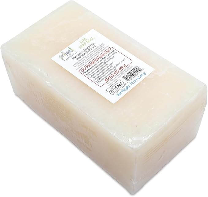 Primal Elements Aloe Soap Base - Moisturizing Melt and Pour Glycerin Soap Base for Crafting and Soap Making, Easy to Cut - 10 Pound