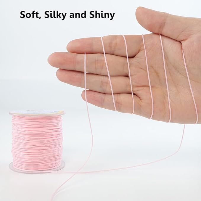 0.8mm Nylon String, Strong Bracelet String, Durable Nylon Cord for Jewelry Making, Bracelets, Beading, Necklaces, Rattail Braiding, Kumihimo, Wind Chimes, Blinds and Handicrafts