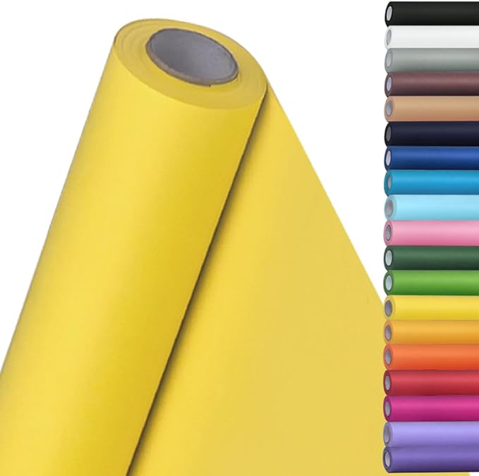 SMART&CASUAL 15" x 450" (37.5') Kraft Paper Roll for Art Craft Supplies Gift Wrapping Moving Packing Kids Painting Drawing Paint Easel Poster Chart Paper (Lemon Yellow, 15" W x 450" L (37.5'))