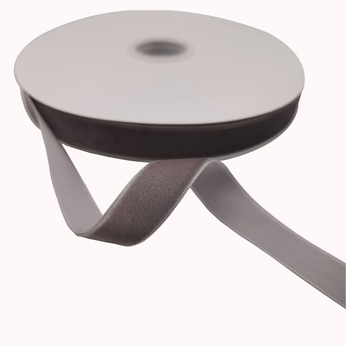 Nylon Metal Grey Velvet Ribbon Single Faced,5/8 Inch X 25Yards,for Sewing, Gift Wrapping, Jewelry Making, Wedding Decorating