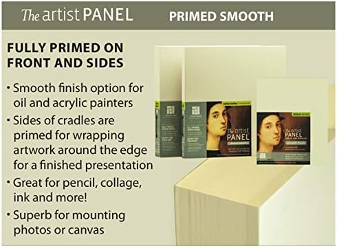 Ampersand Art Supply Wood Gesso Artist Painting Panel: Primed Smooth, 11" x 14", 7/8" Cradled Profile