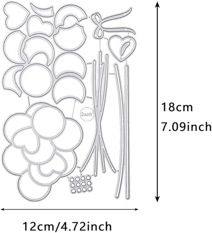 DzIxY Patchwork Heart Love Balloons Metal Cutting Dies for Card Making Kit Embossing Paper Die Cuts Set Scrapbook Stencils Supplies Machine Templates