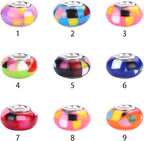 100 Pieces 14mm European Large Hole Spacer Beads Mix Color with Silver Brass Cores Assortments Charm Lampwork Beads Supplies for Necklace Bracelets Jewelry Making (Mosaic Beads)