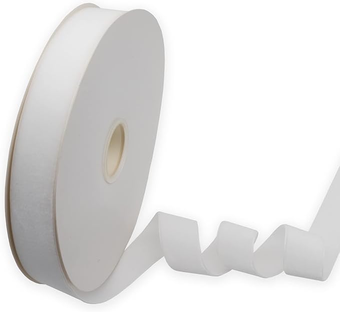 Nylon Velvet Ribbon Single Faced,1 Inch X 25Yards Spool (White)