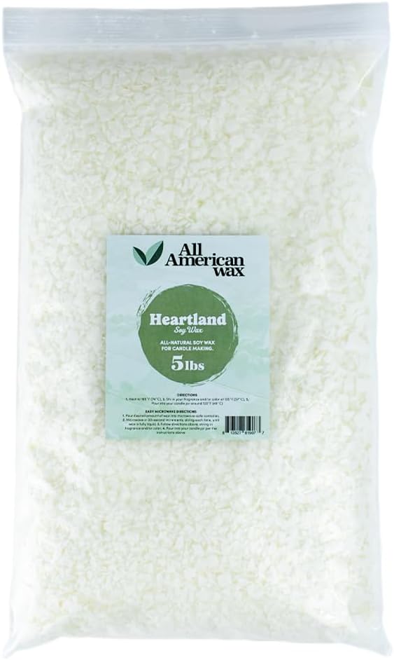 All American Wax Soy Wax Flakes – 5 lb Bag | Natural Soy Wax for Candle Making | Clean Burning, Easy to Melt, Great Scent Throw | DIY Candle Supplies